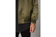 OLIVE NYLON VARSITY JACKET