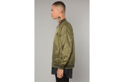 OLIVE NYLON VARSITY JACKET