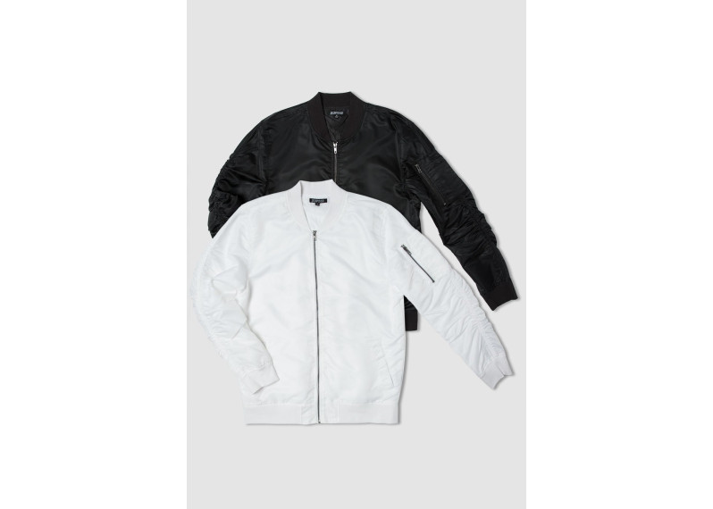 NYLON BOMBER JACKETS - 2 PACK IN BLACK/GHOST WHITE