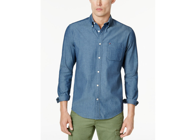 Custom-Fit Chambray Button-Down Shirt