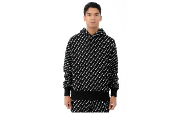 RW Diagonal All Over Print Pullover Hoodie - Black