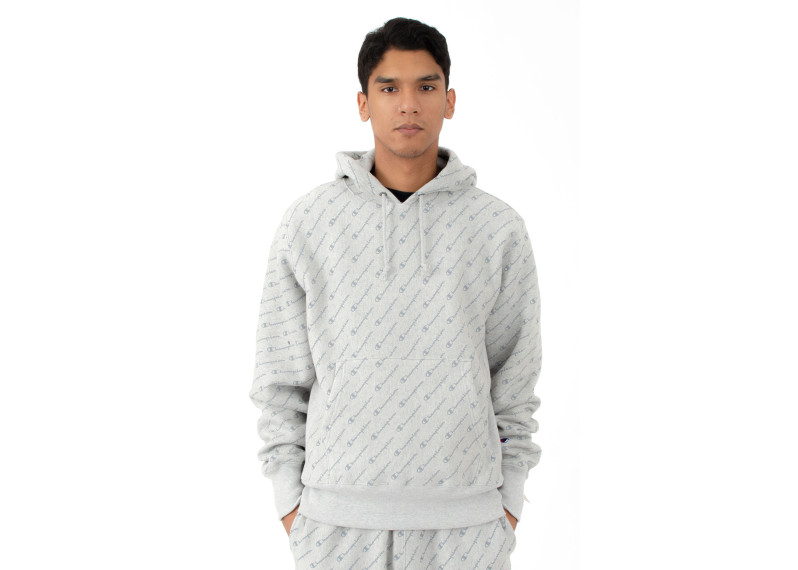 RW Diagonal All Over Print Pullover Hoodie - Oxford Grey