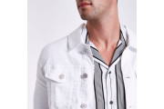 White muscle fit denim jacket