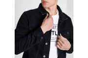 Black hooded denim jacket