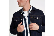 Dark blue muscle fit denim jacket