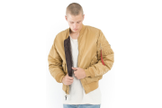 MA-1 Slim Fit Flight Jacket - Camel/Deep Brown