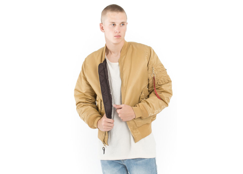 MA-1 Slim Fit Flight Jacket - Camel/Deep Brown