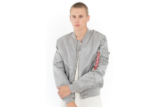 MA-1 Slim Fit Flight Jacket - New Silver/Red Lining