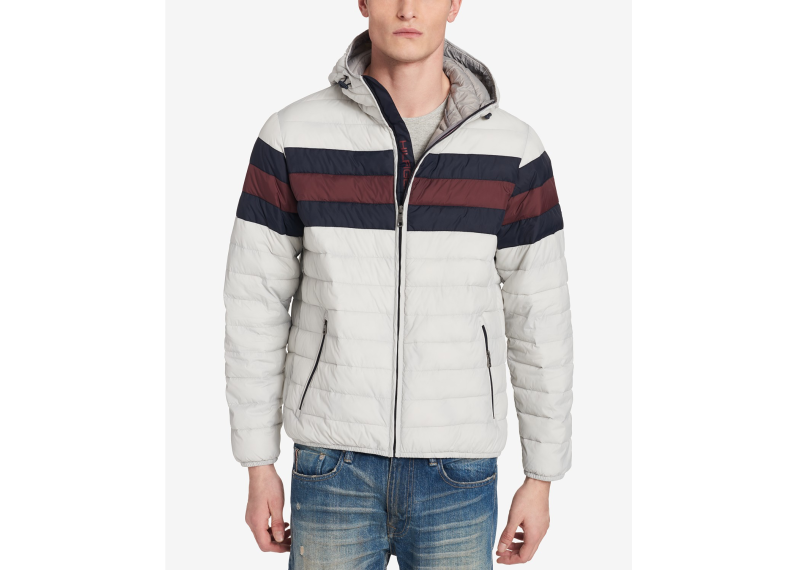 Men's Color Block Hooded Ski Coat