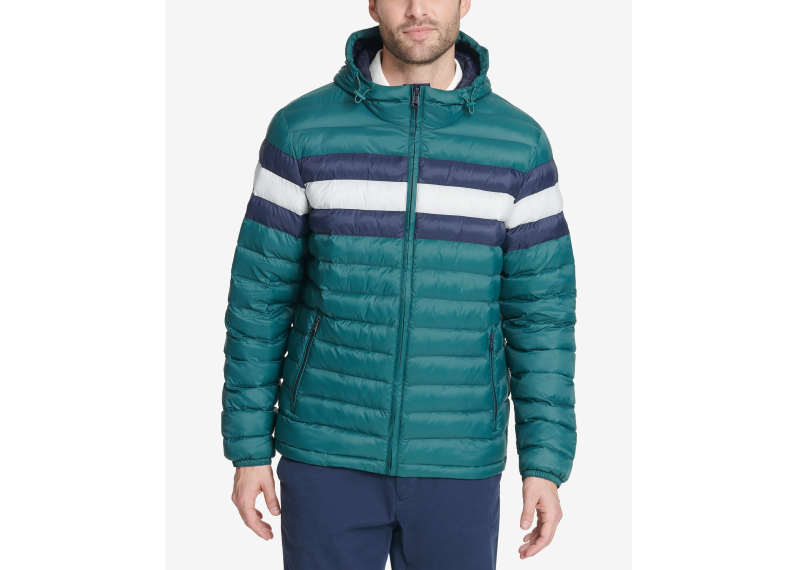 Men's Color Block Hooded Ski Coat