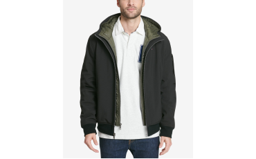 Soft-Shell Hooded Bomber Jacket with Bib