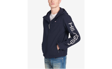 Men's Logo Graphic Hooded Soft-Shell Jacket