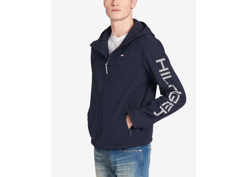 Men's Logo Graphic Hooded Soft-Shell Jacket