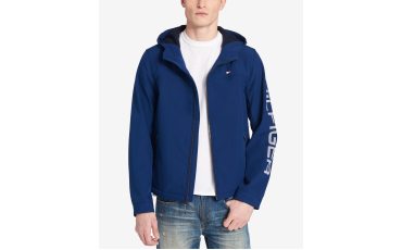 Men's Logo Graphic Hooded Soft-Shell Jacket