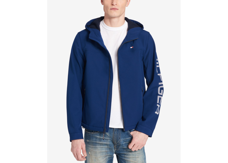 Men's Logo Graphic Hooded Soft-Shell Jacket