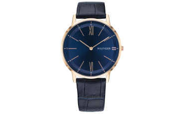 Men's Blue Leather Strap Watch 40mm