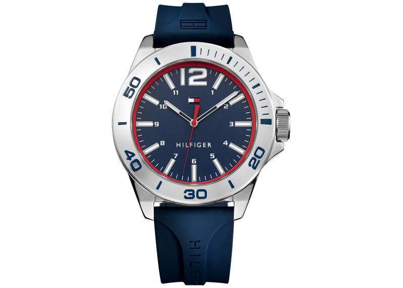 Men's Blue Silicone Strap Watch 45mm