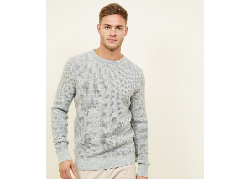 Pale Grey Stitch Knitted Jumper