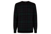 Navy Check Crew Neck Knitted Jumper