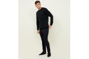 Navy Check Crew Neck Knitted Jumper