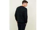 Navy Check Crew Neck Knitted Jumper