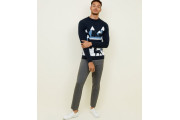 Navy Winter Scene Knit Jumper