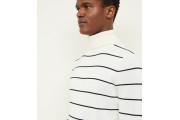 Off White Stripe Roll Neck Jumper