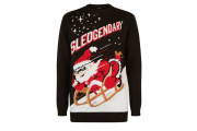 Black Sledgendary Slogan Christmas Jumper