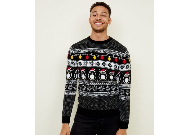 Black Christmas Penguin Jumper