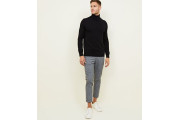 Black Ribbed Roll Neck Jumper