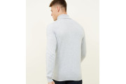 Pale Grey Ribbed Roll Neck Jumper