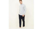 Pale Grey Ribbed Roll Neck Jumper