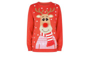 Red Knit 3D Reindeer Christmas Jumper