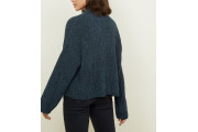 Dark Green Flared Sleeve Chenille Jumper