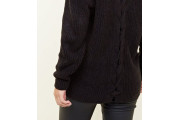 Black Ribbed Lattice Back Jumper