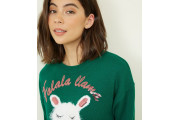 Green Falala Llama Christmas Slogan Jumper