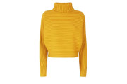 Mustard Ribbed Roll Neck Boxy Batwing Jumper