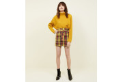 Mustard Ribbed Roll Neck Boxy Batwing Jumper