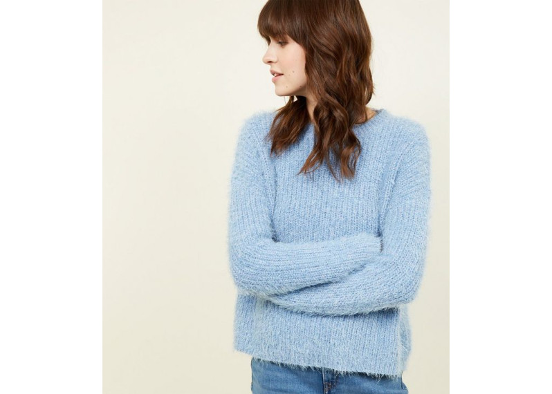 Blue Fluffy Chenille Jumper