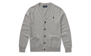 Stripe-Trim Cotton Cardigan 大童裝