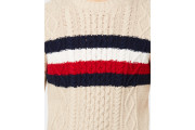 Men's Striped Chest Cable Knit Sweater