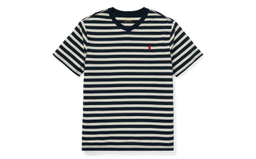 Striped Jersey V-Neck T-Shirt 大童裝