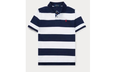 Striped Cotton Mesh Polo Shirt