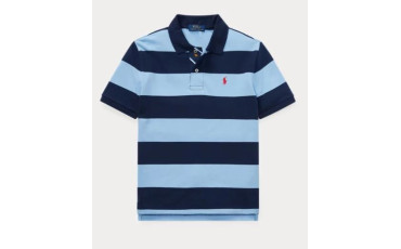 Striped Cotton Mesh Polo Shirt