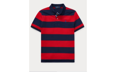 Striped Cotton Mesh Polo Shirt