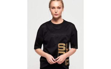 SuperDry Bolt Sport T-Shirt Black Gold