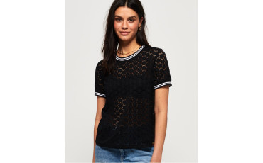 SuperDry Ayesha Lace T-Shirt Black