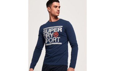 SuperDry Core Long Sleeve Graphic T-Shirt Cobalt Black