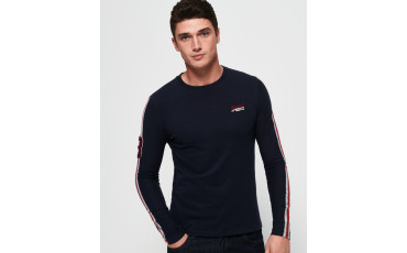 SuperDry Orange Label Sport Stripe Long Sleeve T-Shirt Navy