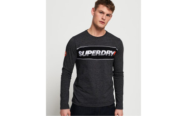 SuperDry Applique New House Long Sleeve T-Shirt Light Black